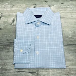 Proper Cloth Blue & White Plaid Dress Shirt 16.5-34